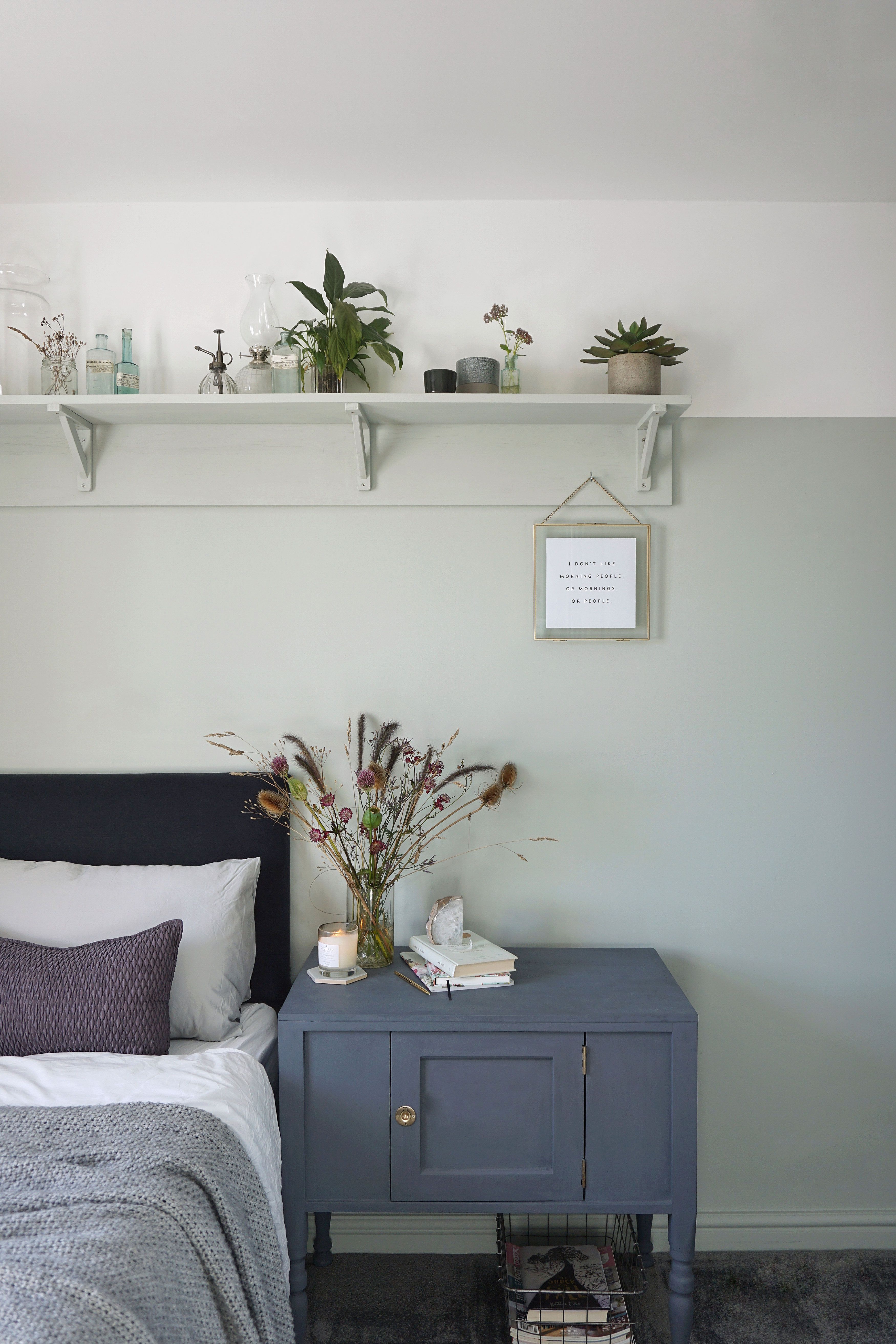 Farrow and Ball light blue bedroom 