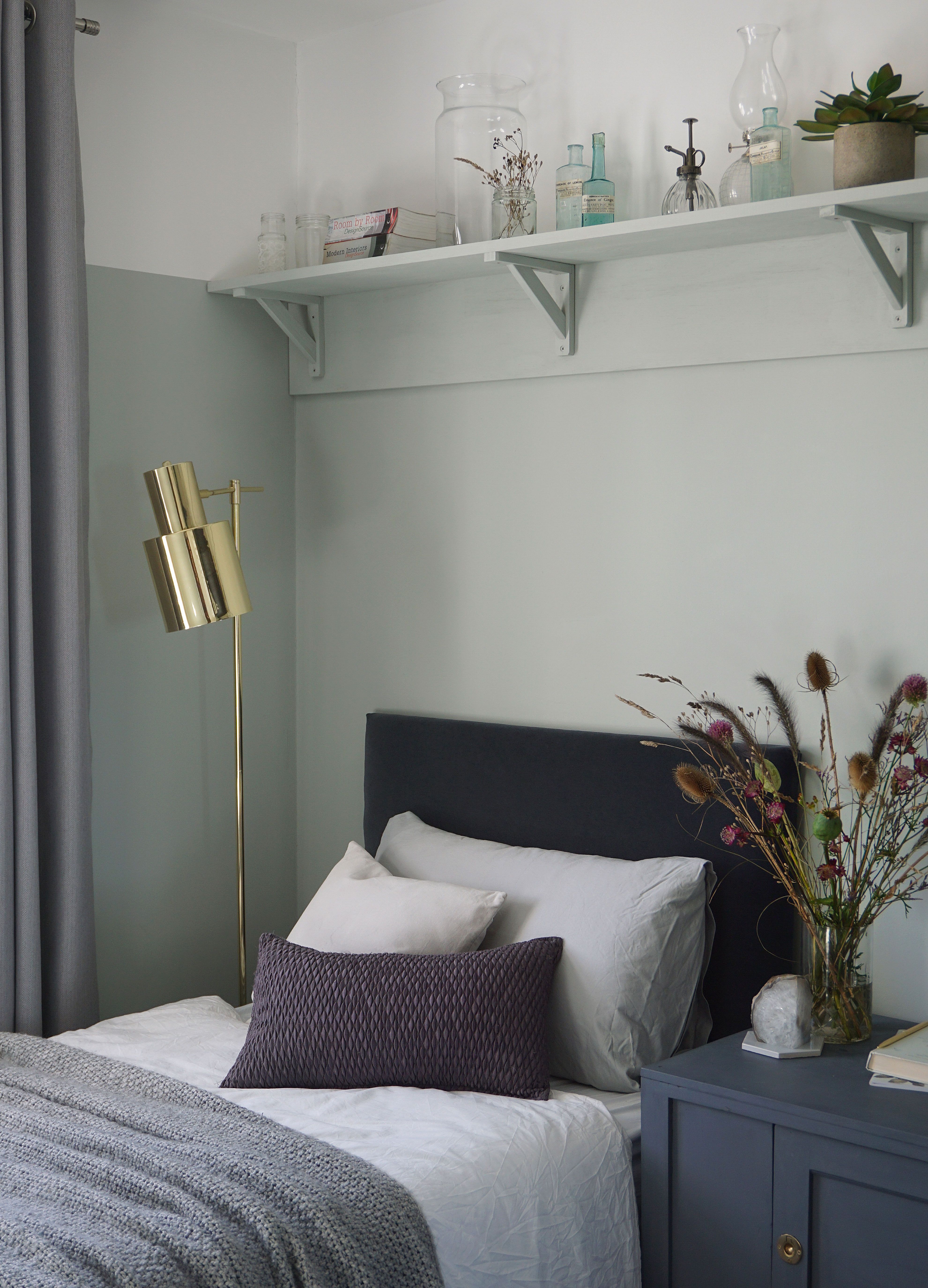 Farrow and Ball light blue bedroom 