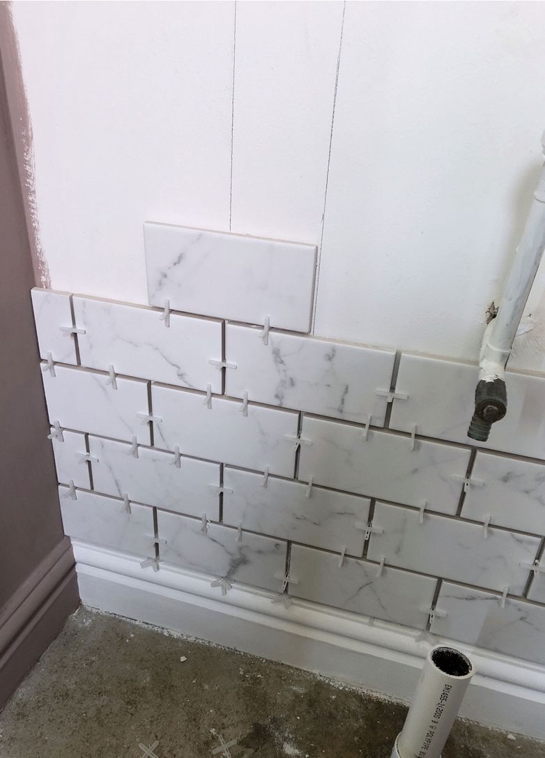 Cloakroom marble tiles