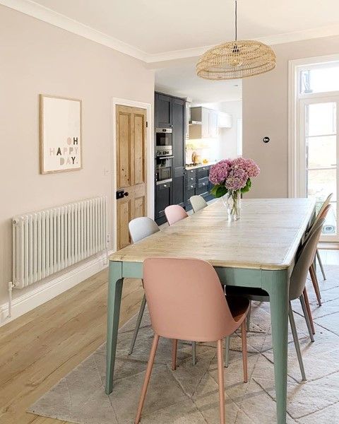 pastel pink dining room