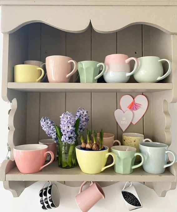 pastel kitchen cup shelves 
